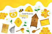 Honey Bee Clipart Set, a Food Illustration by SugarPickle Clip Art (Thumbnail 1 of 3)