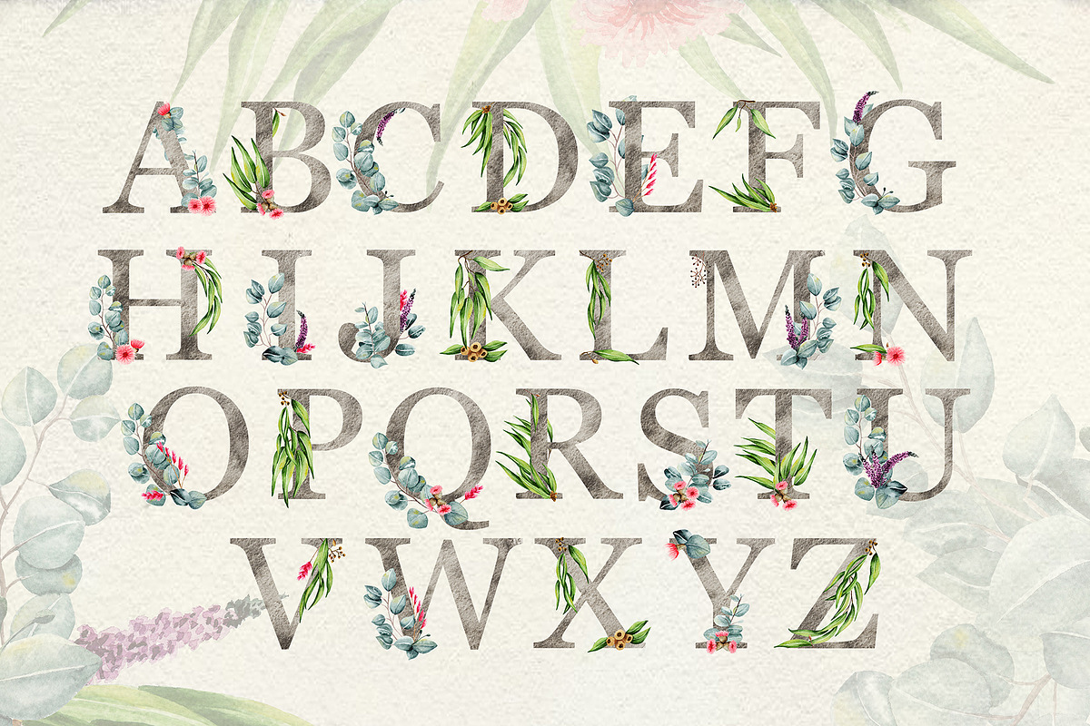 Eucalyptus Collection+Letter, a Decorative Illustration by Astarte_design (Photo 8 of 11)