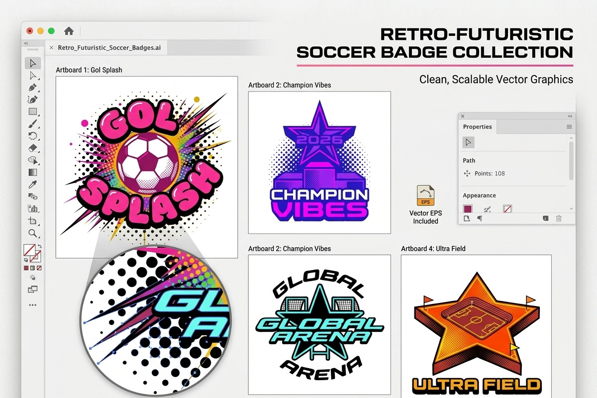 Soccer Crest 2026 Neon Badge EPS Set, an Object Graphic by NH graphic (Photo 5 of 5)
