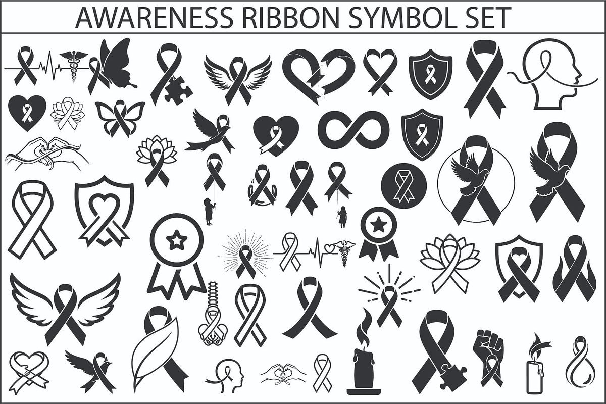Black Awareness Ribbon Icon Set, a Healthcare Illustration by Artivon (Photo 1 of 51)