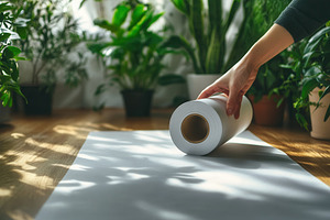 Hands unrolling white paper roll on, a Photo by Pavel_design