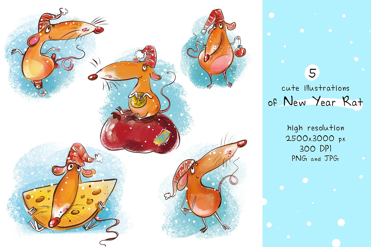 New Year Rat - 5 illustrations, an Illustration by Zooza Art (Photo 2 of 3)