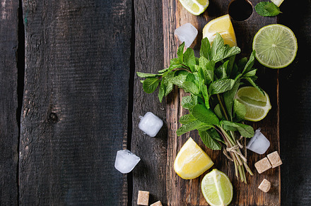 Ingredients for ice green tea stock photo containing tea and ice, a Food & Drink Photo by Natasha Breen