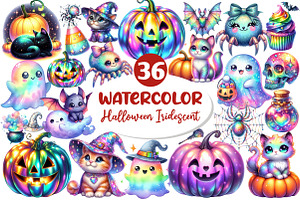 Cute Halloween Iridescent Clipart, an Illustration by Dream Creation