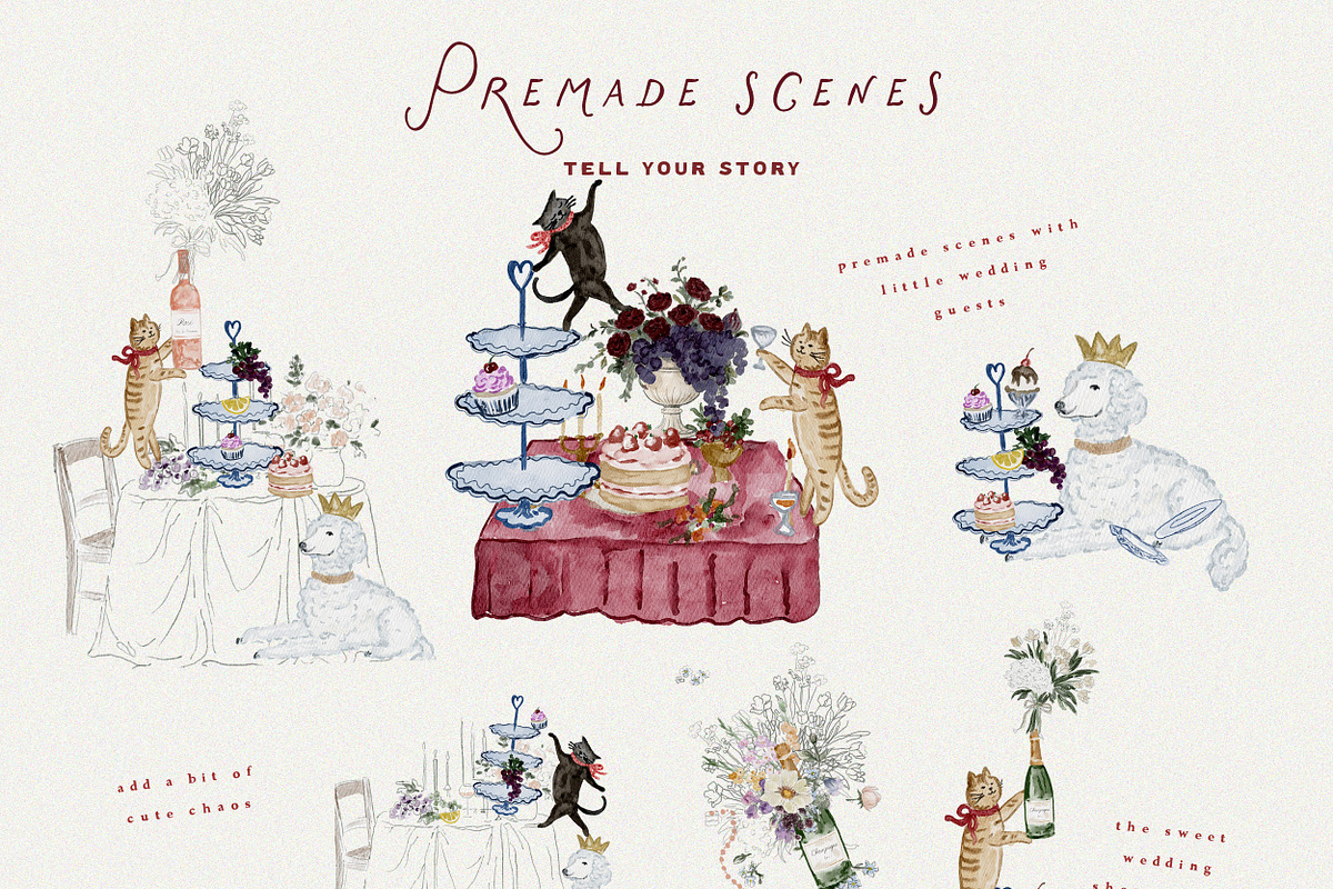 Whimsy Valentine Wedding Watercolor, an Object Graphic by Laras Wonderland (Photo 10 of 11)