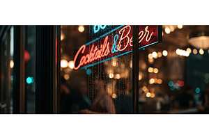 Cocktails Bar Neon Sign Glowing, a Food & Drink Photo by piter.goskov