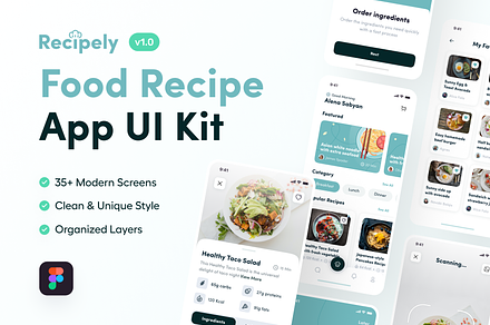 Recipely - Food Recipe App UI Kit