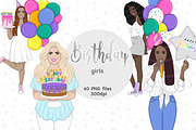 Birthday Girl Clipart, an Illustration by GlamArtZhanna (Thumbnail 1 of 4)