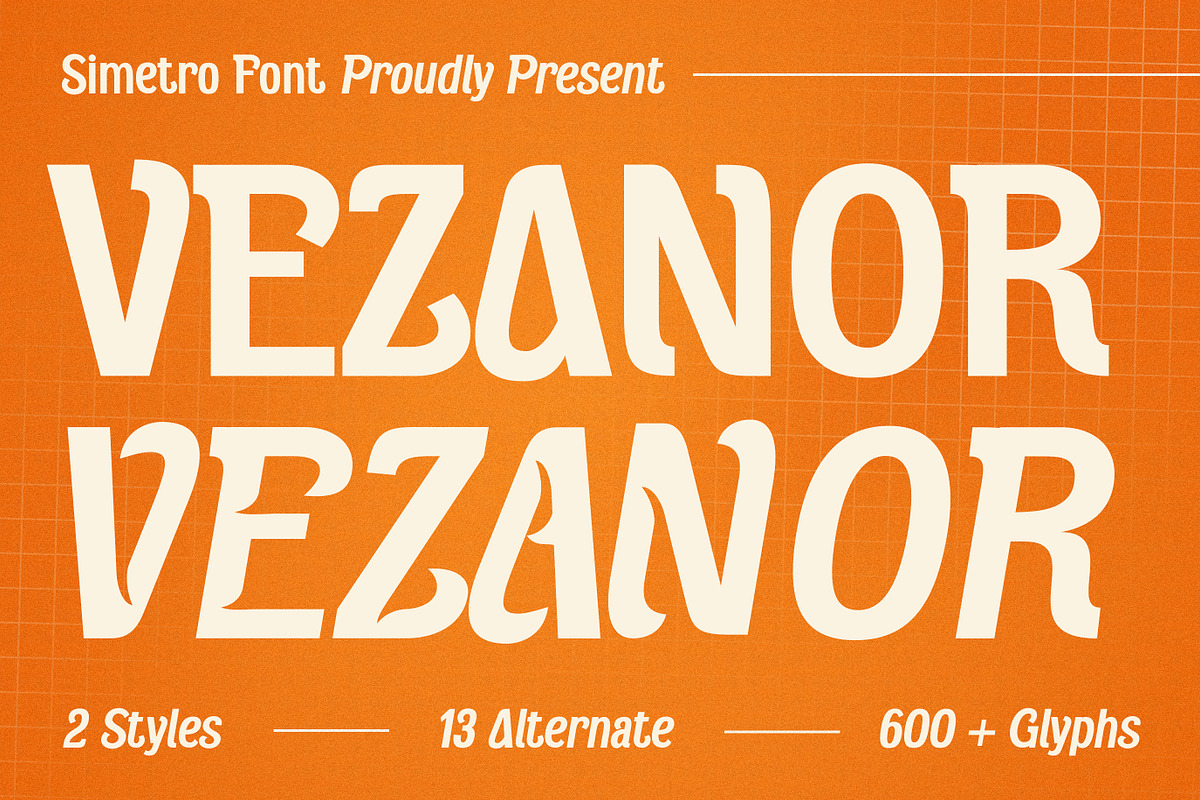 Vezanor - Sans Serif Font Display, a Sans Serif Font by Simetrica Labs (Photo 1 of 9)