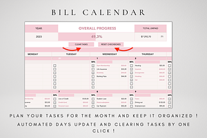 Excel Monthly Bill Calendar Template