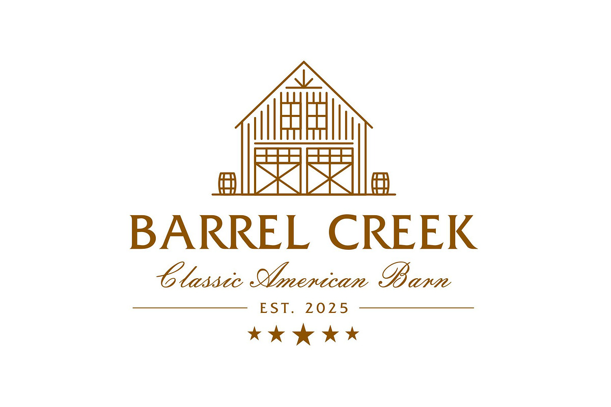 Vintage Rustic Barrel Barn Farm Logo