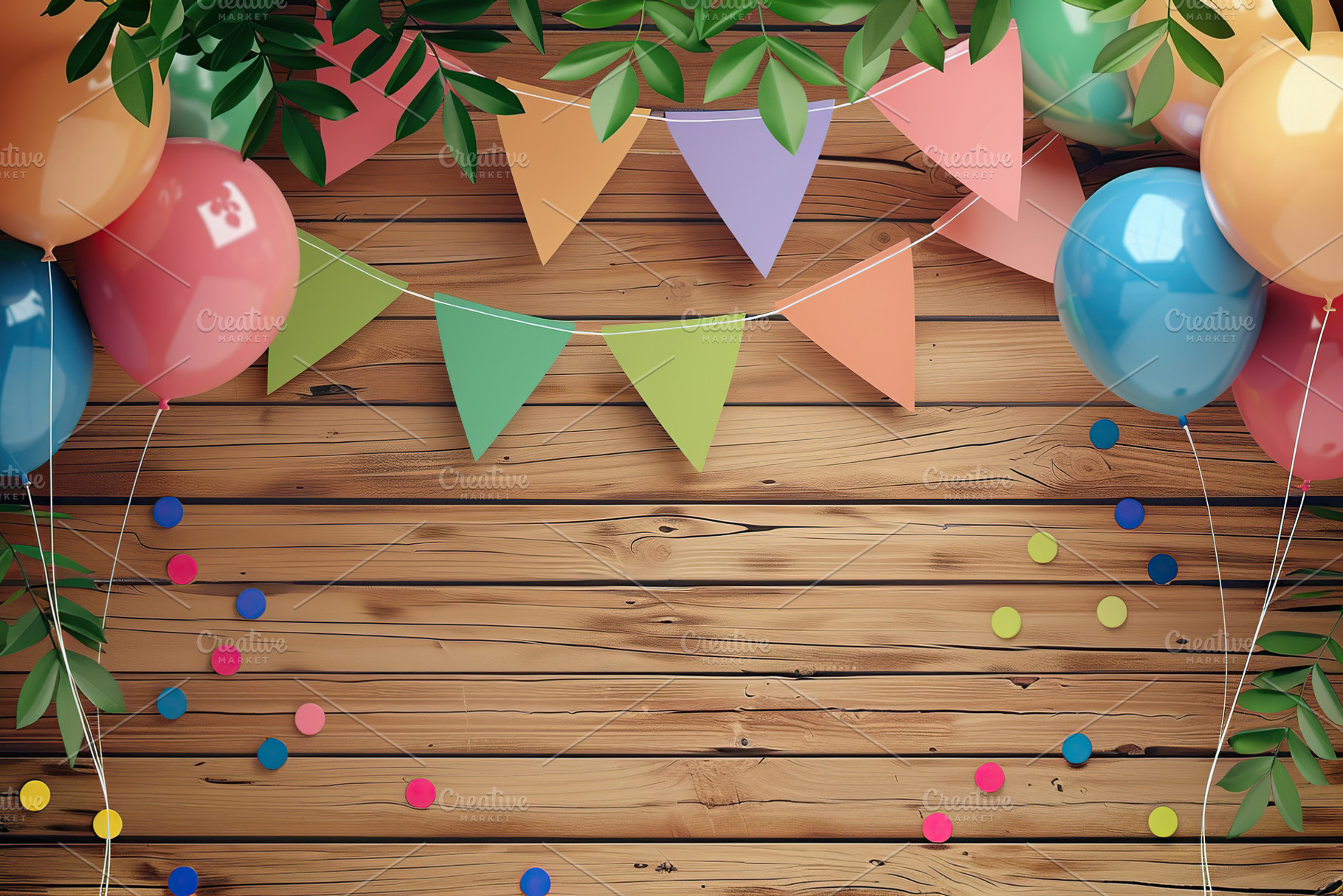 Illustration of decoration for birthday party with colorful pape, a Holiday Photo by AlyaAnd