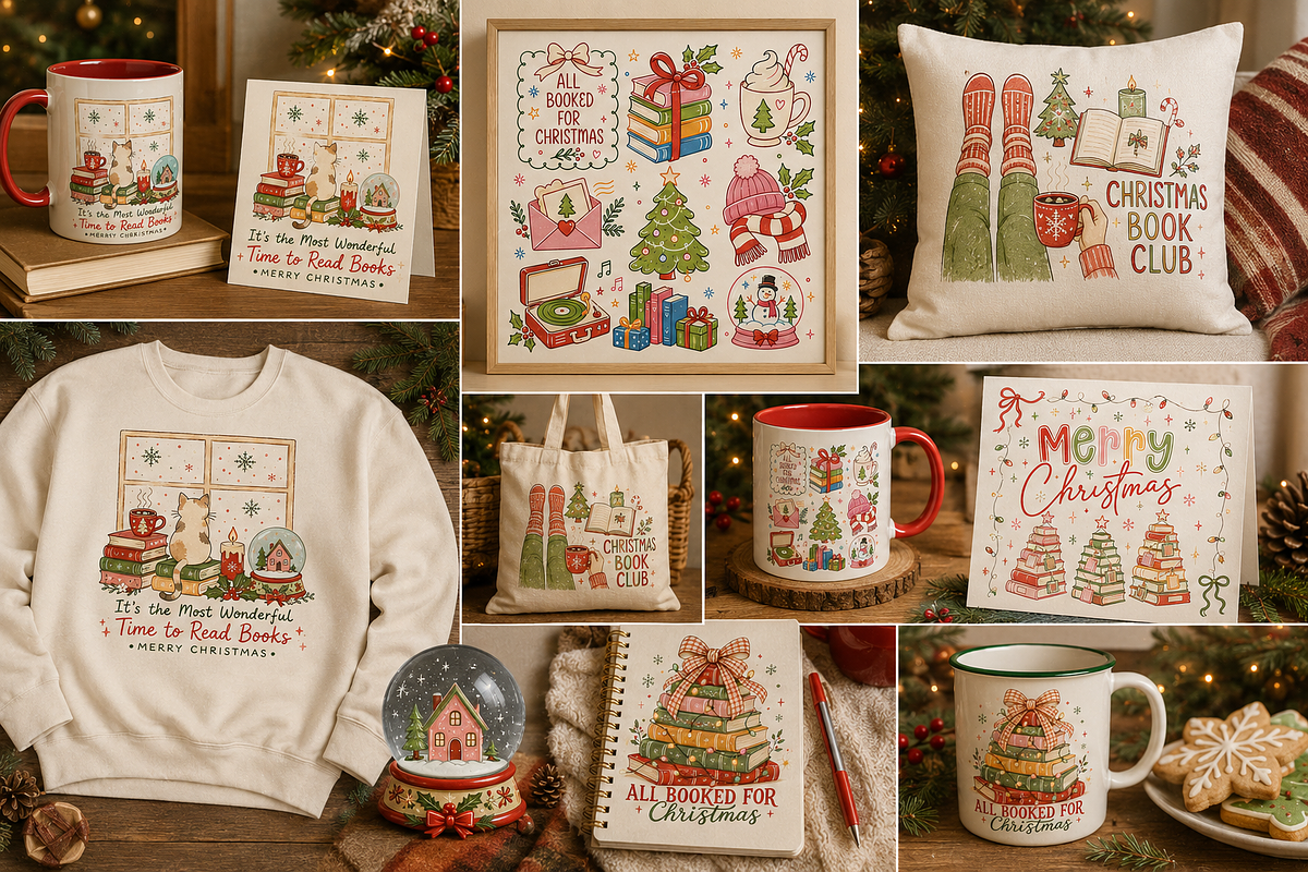 Retro Bookish Christmas Png Bundle, an Object Graphic by Daisy Design (Photo 11 of 11)