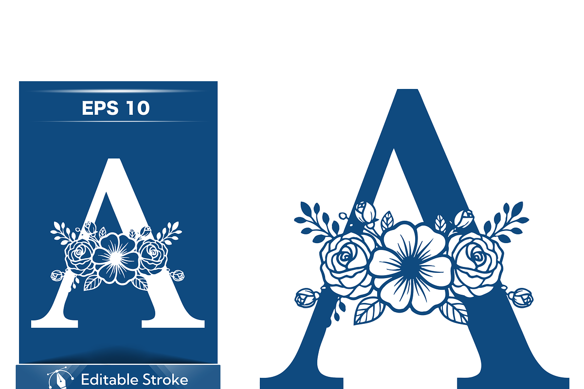 Floral Letter A Monogram Design, a Decorative Illustration by CarWrap design (Photo 3 of 3)