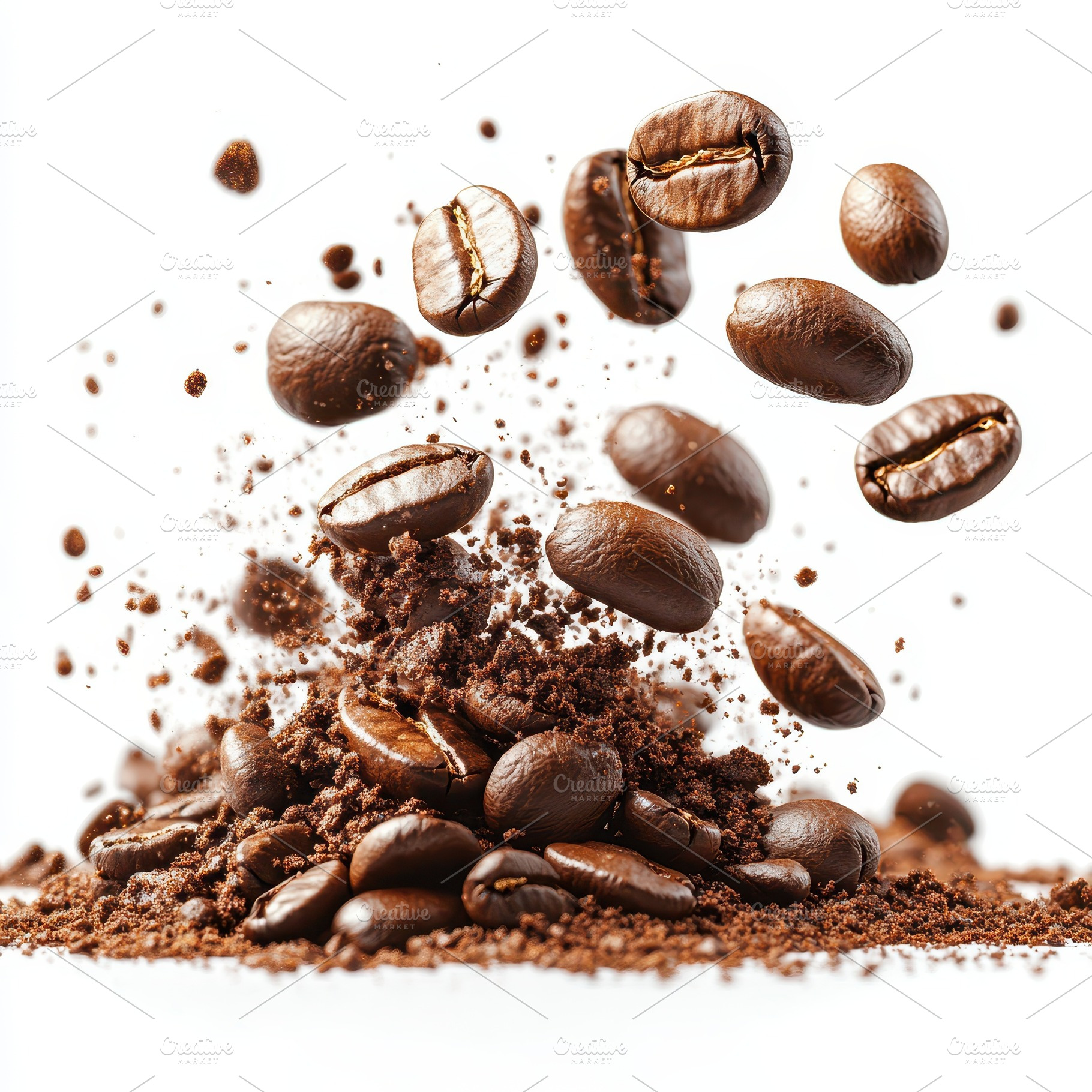 Roasted Coffee Beans Exploding Brown, a Food & Drink Photo by Pixeness Studio