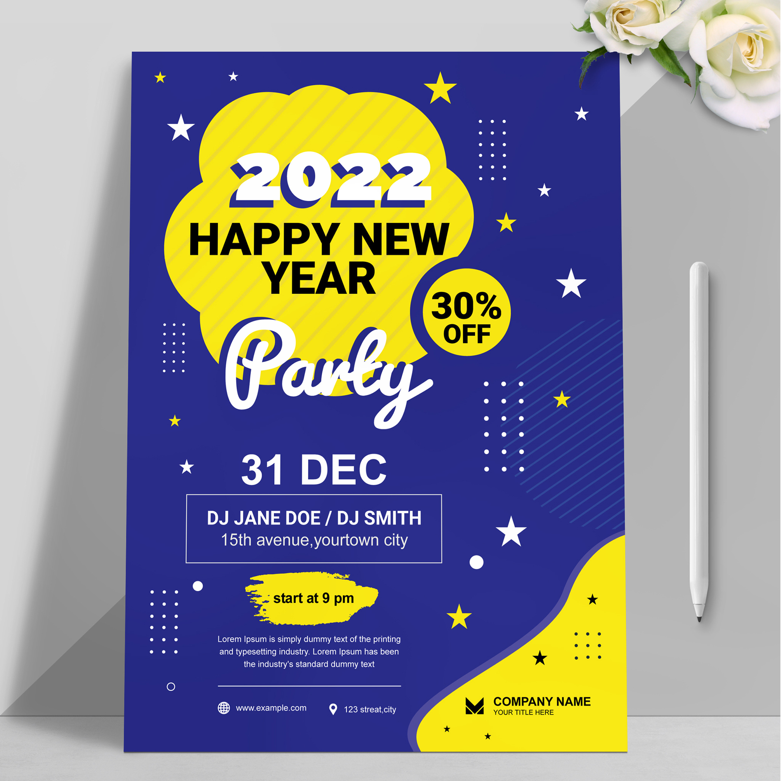New year Party Flyer Template Design