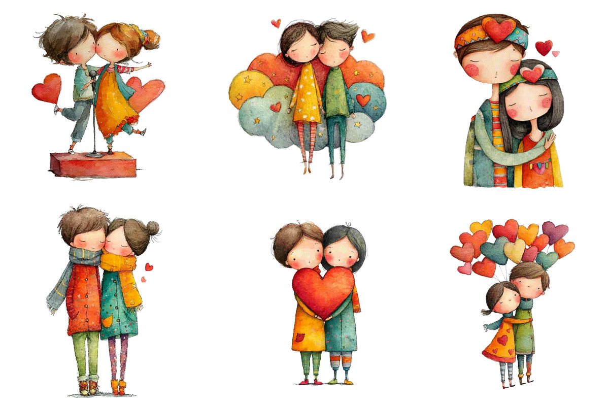 Dreamy Sweetheart Valentine Clipart, an Illustration by CreationArt (Photo 3 of 5)