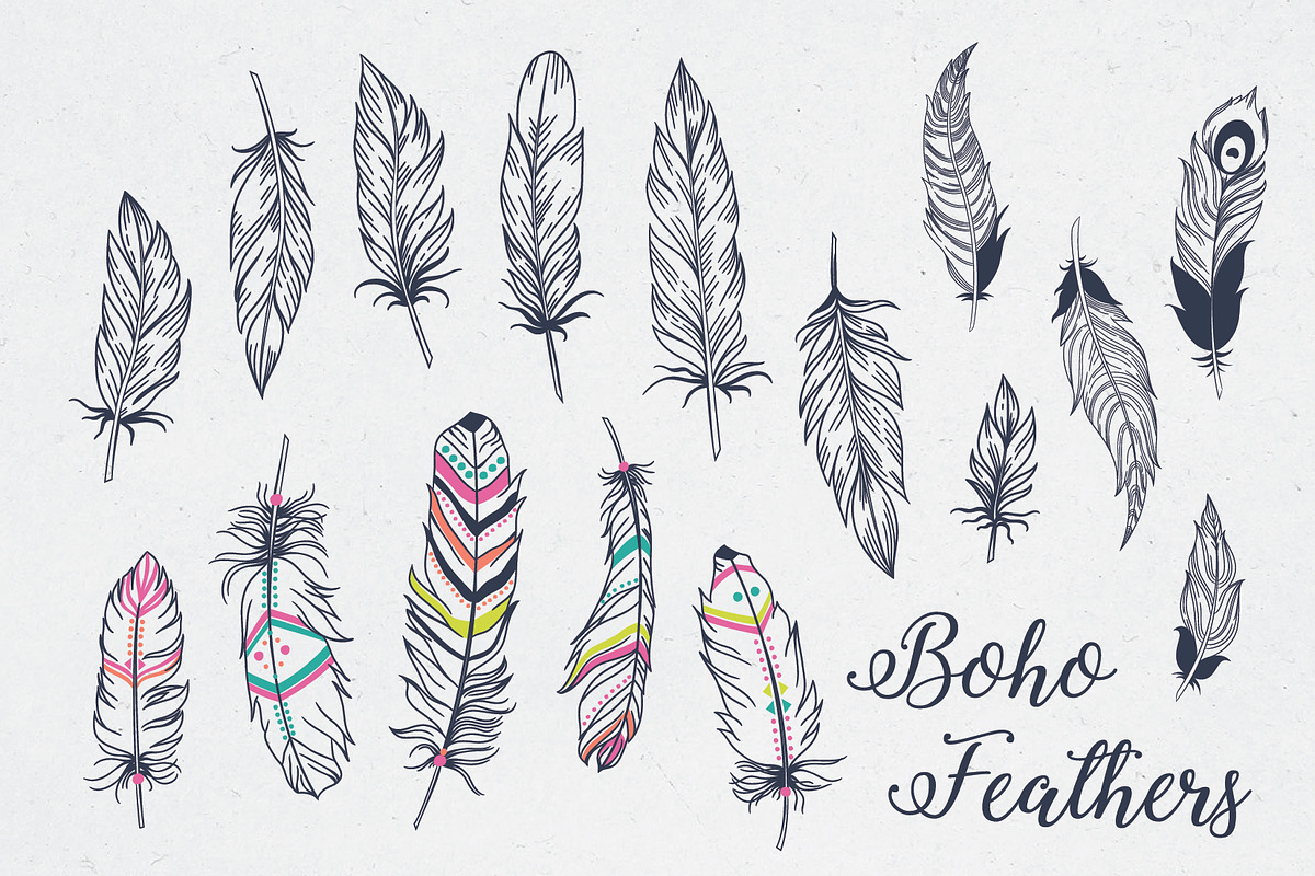 Boho Feathers Set, an Object Graphic by Angelina De Sol (Photo 3 of 3)