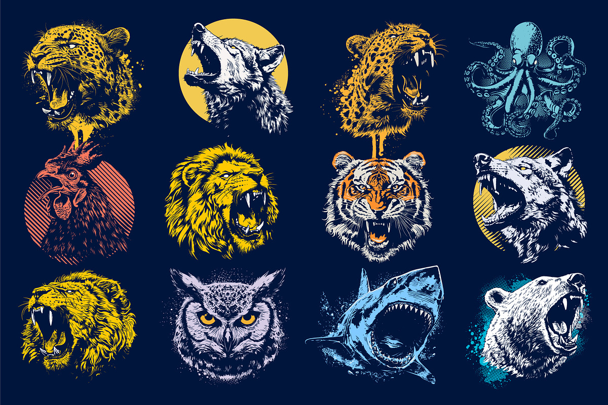 26 Animal Head Vector Illustrations, an Animal Illustration by Vecster (Photo 4 of 10)