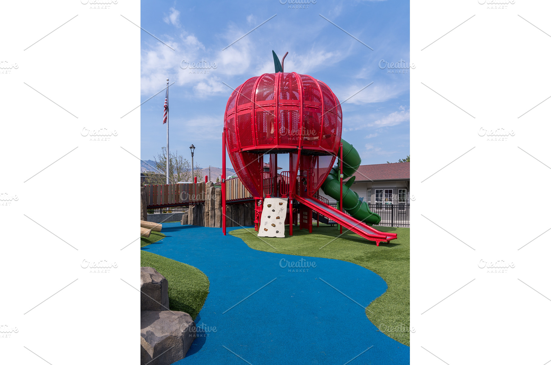 Children playground shaped like an, a Nature Photo by Backyard Stock