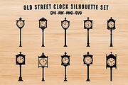 Old Street Clock Silhouette SVG Set, a Technology Illustration by Gfx Expert Team (Thumbnail 1 of 3)