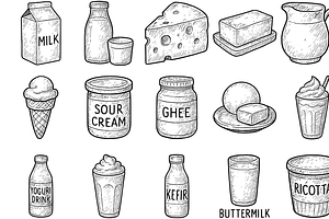 Dairy Product Icon Set, an Object Graphic by nikagraphic