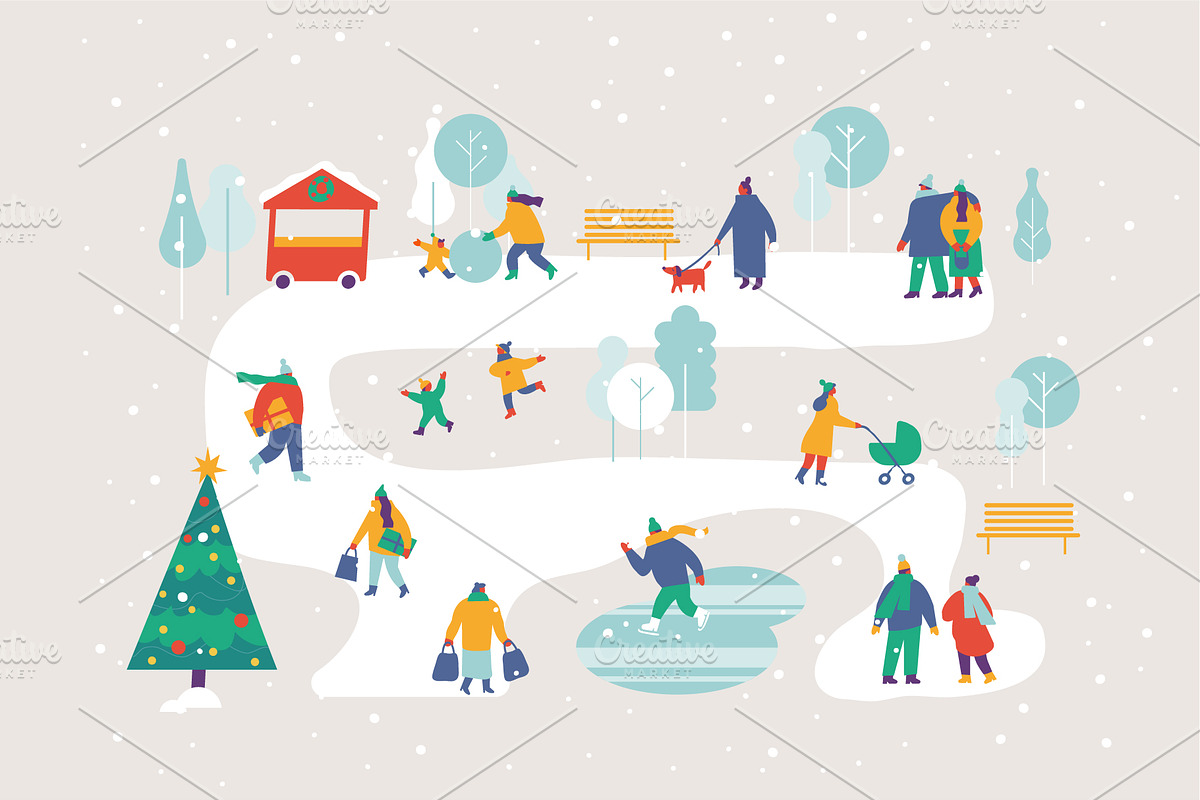 Winter People Flat Vector Set, a Person Illustration by Vector_Art (Photo 5 of 16)