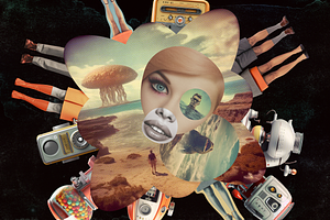 Retro Futuristic Movies Collage Kit