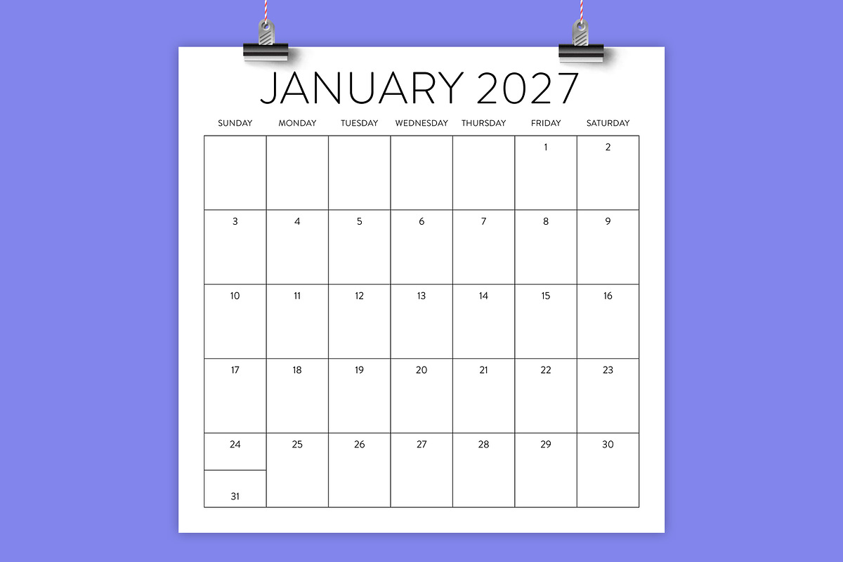 2027 Square Calendar Template, a Stationery Template by Running With Foxes (Photo 1 of 5)