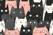 Adorable Cats Cartoon Pattern, a Pattern Graphic by Printable Treasure (Thumbnail 5 of 7)