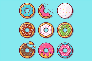 9 DONUT FOOD ILLUSTRATIONS