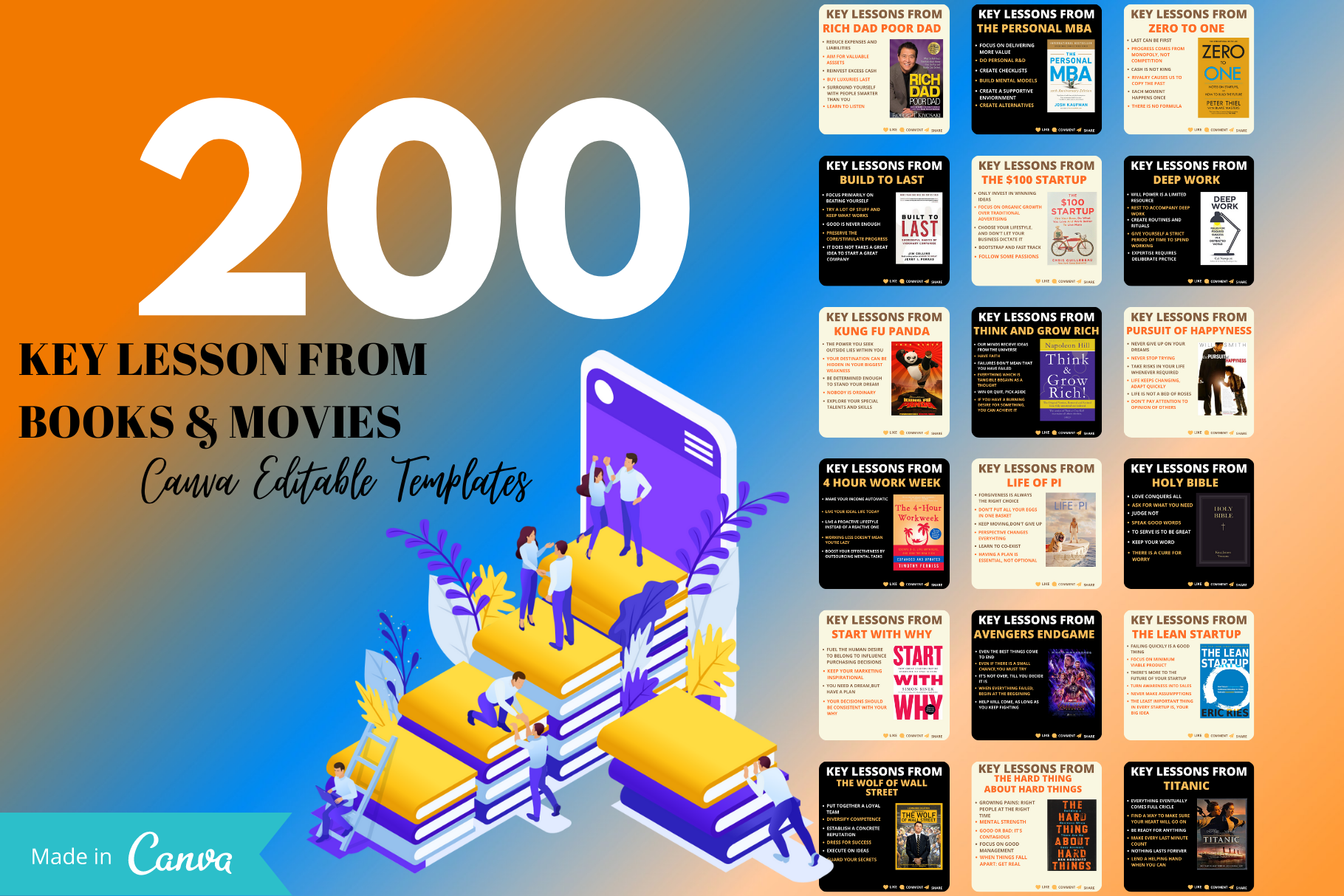 200 Movies  Books Key Lessons by Viral Content Design  Creative Market