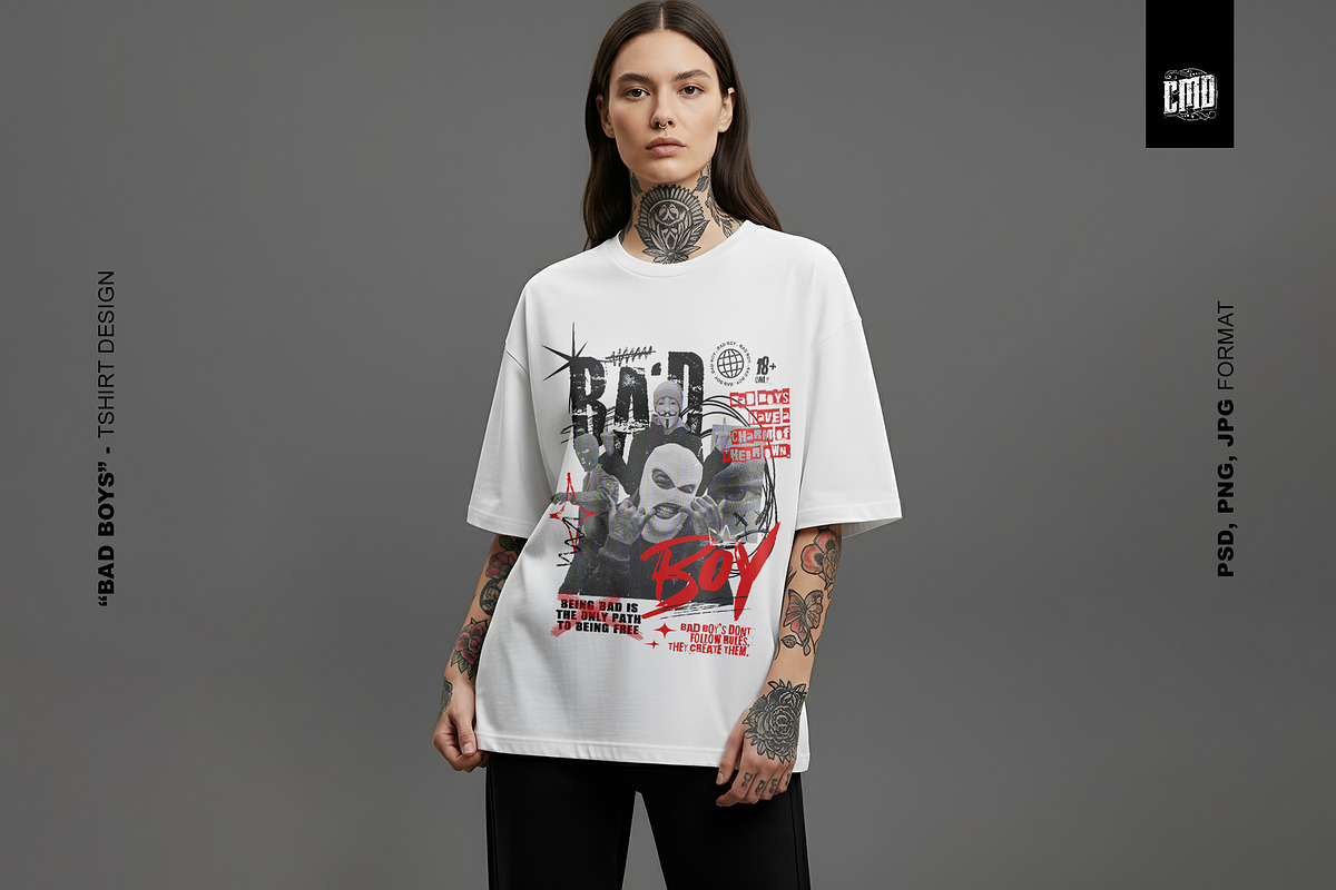 Bad Boys Streetwear T-Shirt Design, an Object Graphic by Cmd Project (Photo 5 of 9)