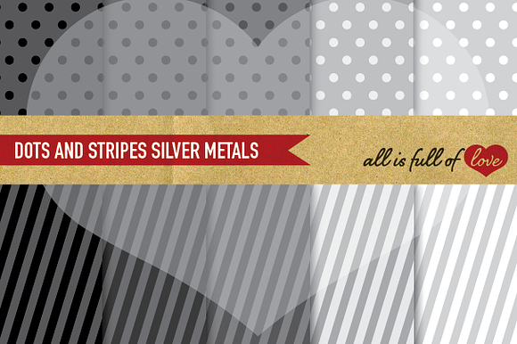 Grey Polka Dots Stripes Paper Sheets preview 2
