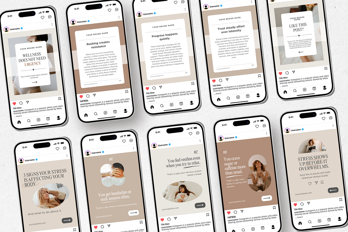 Wellness Carousel Instagram Posts, a Social Media Template by DigiPax (Photo 6 of 11)