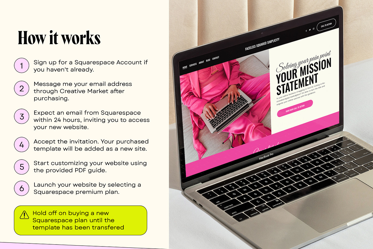 Pink Faceless Website Template, a Squarespace Template by Template Twist Shop (Photo 5 of 10)