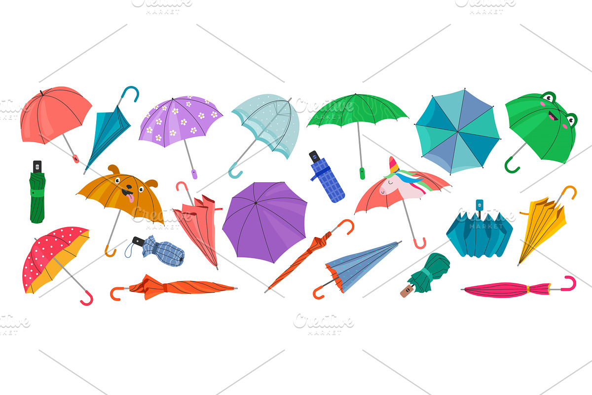 Umbrellas set. Colorful fashioned, an Object Illustration by Onyx