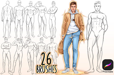 Procreate figure stamps MAN, a Brush Add-On by Elenbushe