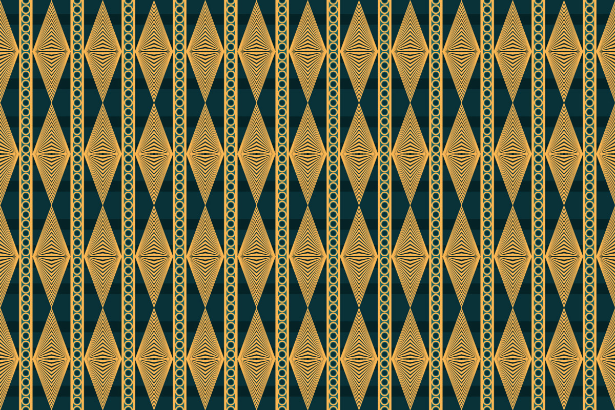 Repeating Geometric Gold Dark Teal, a Pattern Graphic by Mightyfire