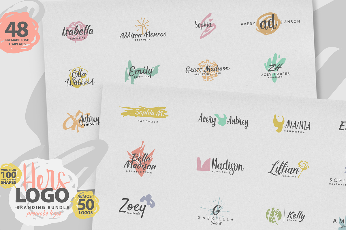 HERS LOGO BUNDLE (50 premade logos), a Branding & Logo Template by pawellpi (Photo 3 of 10)