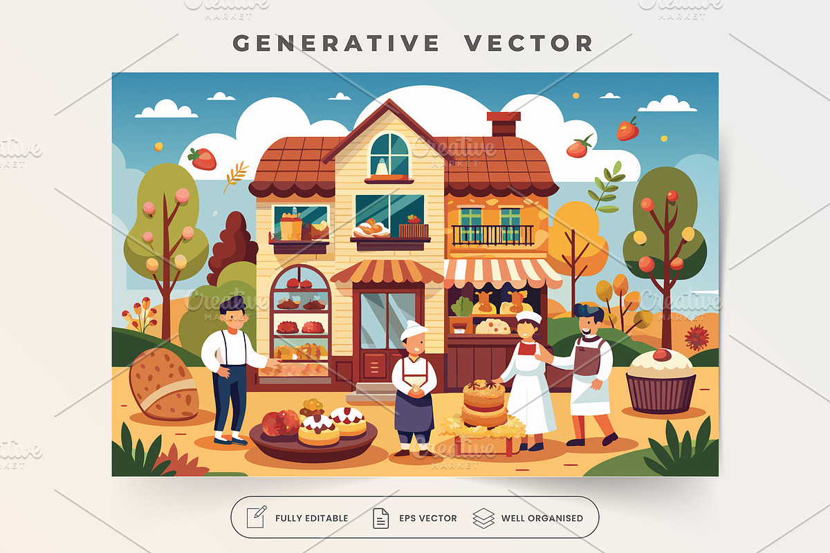 Charming village bakery with delicio, a Graphic by SaroStock