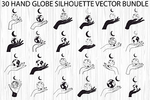 Hand Globe Silhouette Bundle, an Illustration by Designs_River