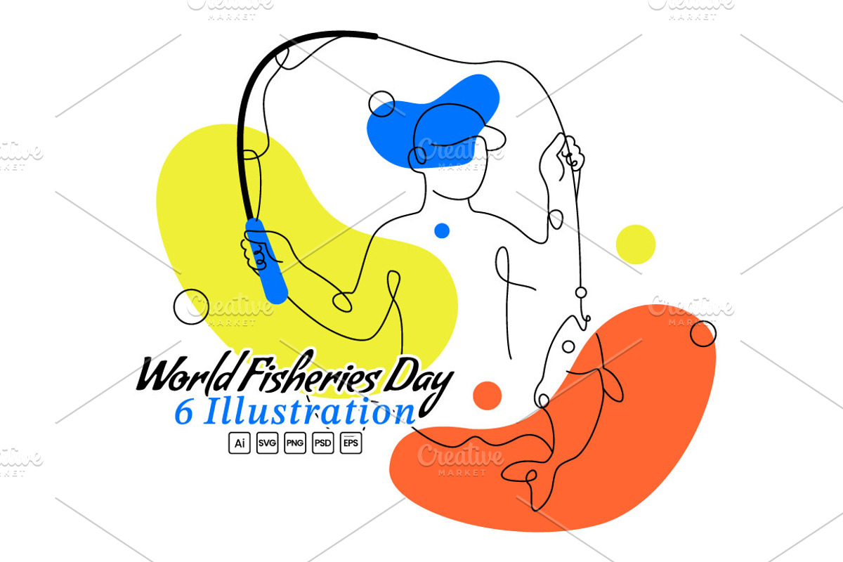 6 World Fisheries Day Illustration, an Animal Illustration by denayunebgt (Photo 1 of 3)