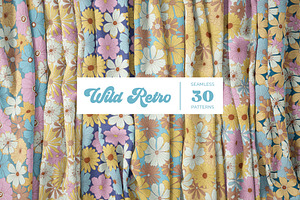 Wild Retro Floral Seamless Patterns