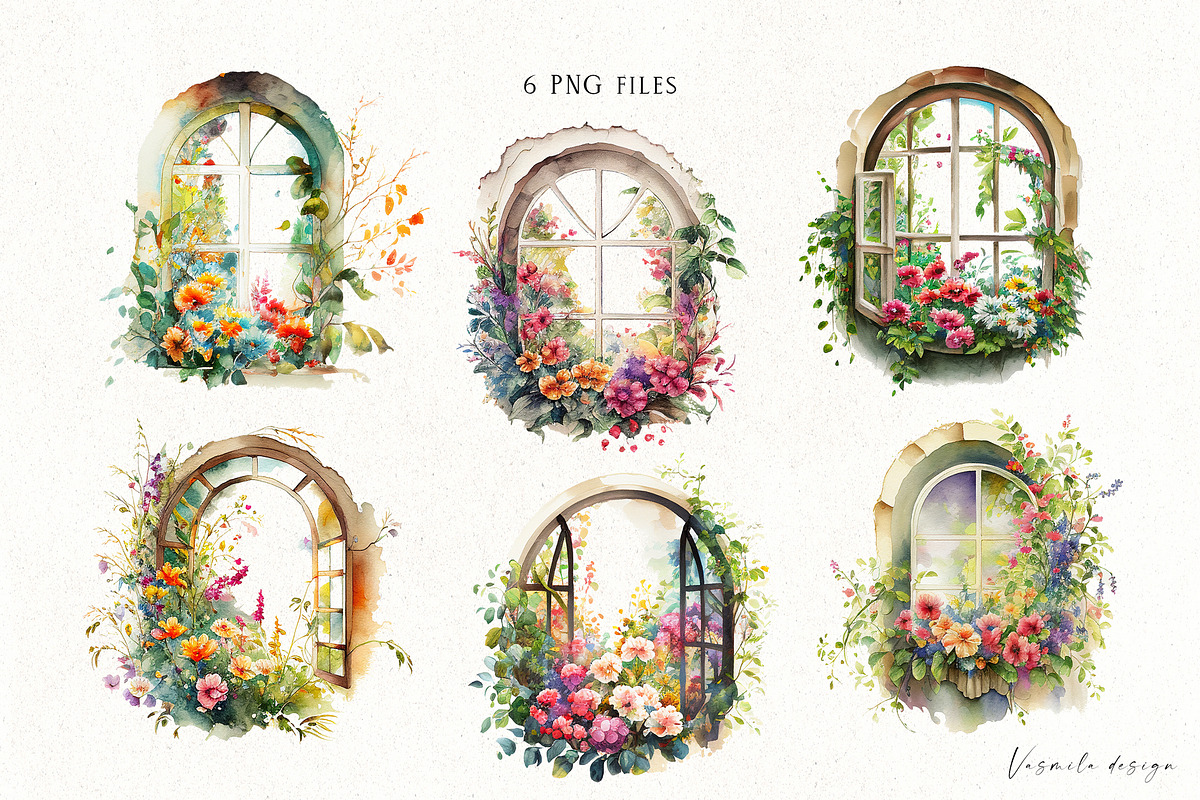 Romantic flower clipart bundle, a Decorative Illustration by Vasmila (Photo 17 of 21)