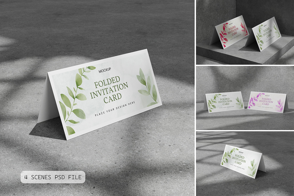 Folded Invitation Card Mockup, a Books & Magazine Mockup by Pexelyou (Photo 1 of 5)