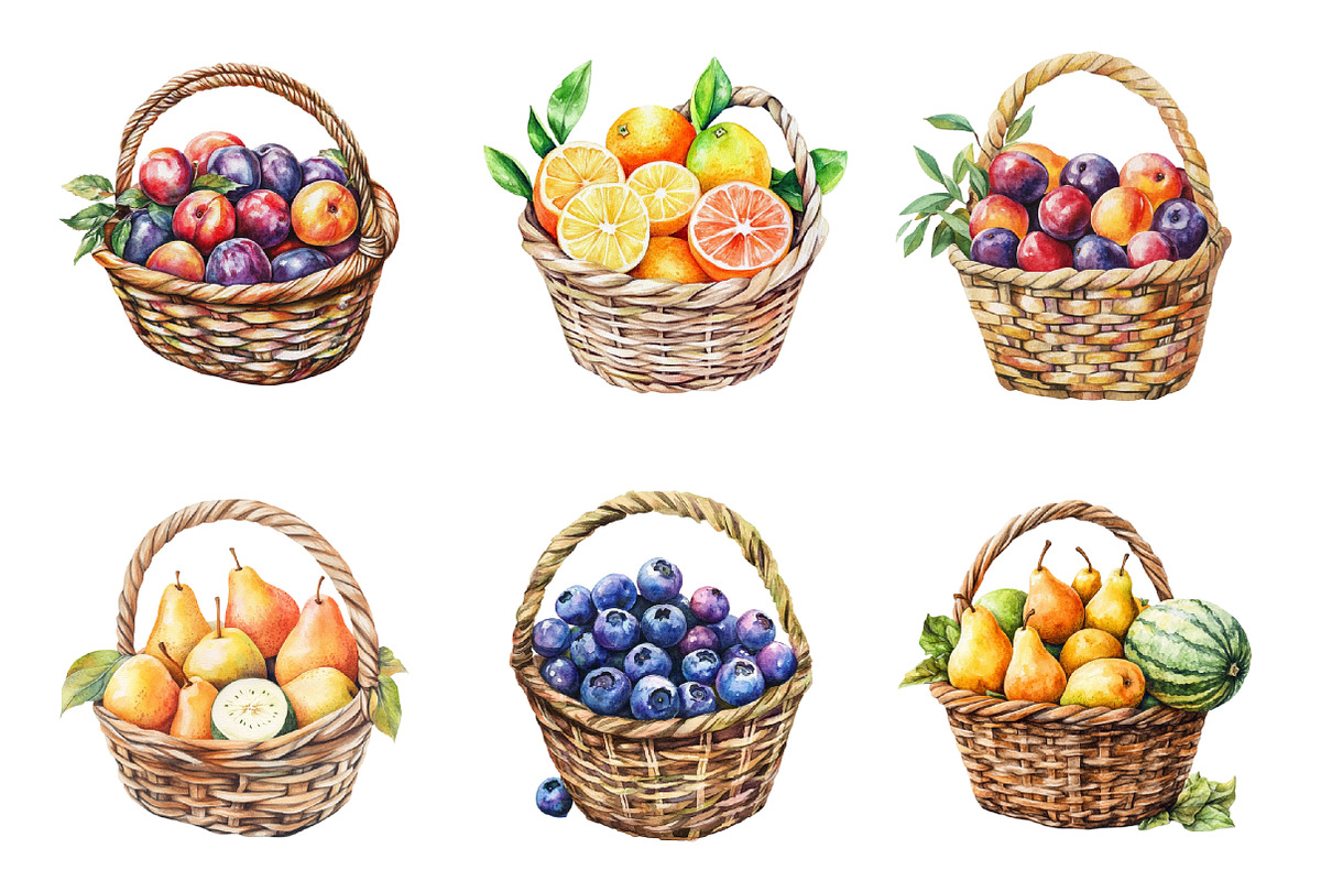 Fruits in the Basket Clipart PNG, an Illustration by SinaCreation (Photo 2 of 5)