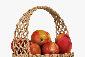 Wicker Basket 04 Natural With Apples