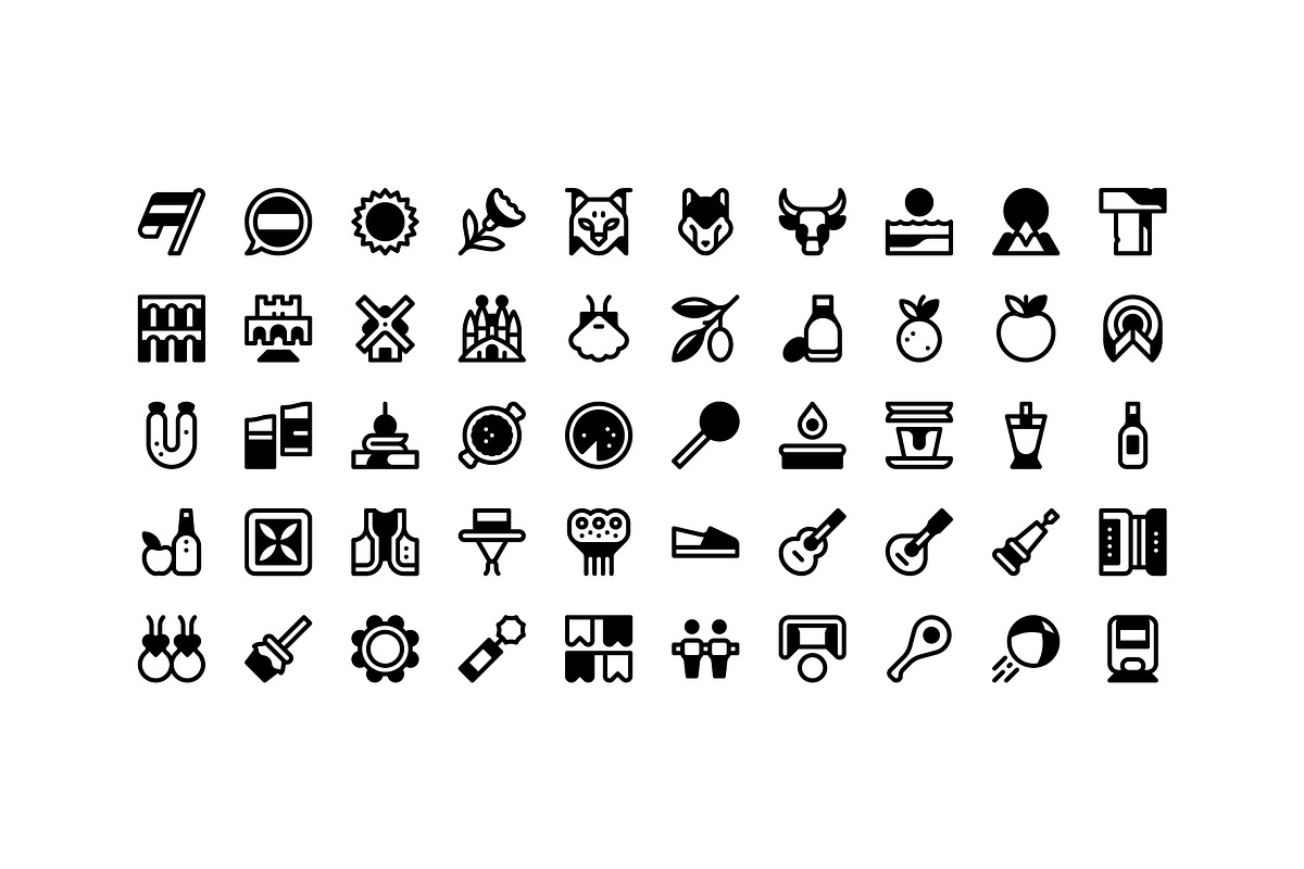 50 Spain Icons, an Outline Icon by Side Project (Photo 3 of 8)