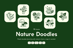 Nature Doodle Icon Set, an Outline Icon by Vectors Market